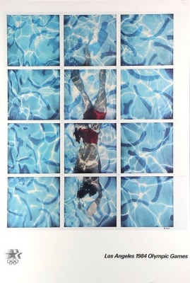alt="David Hockney – hand‑signed 1984 Los Angeles Olympic Games swimming pool poster"