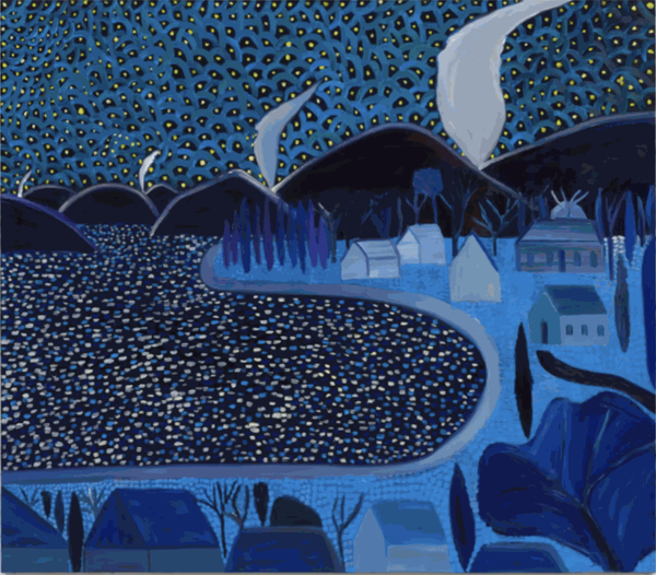 Starry Night by Matthew Wong, scarce artwork depicting a vibrant, swirling night sky