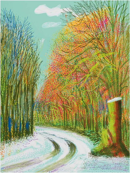 8th January, Arrival of Spring in Woldgate by David Hockney iPad drawing