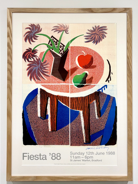 David Hockney – Hand‑signed 1988 poster “Fiesta ’88 Bradford Festival”, offset lithograph, approx. 63 × 42.9 cm