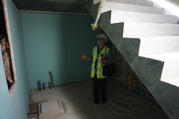 Jill Leman PPRWS on the construction site at the RWS Gallery