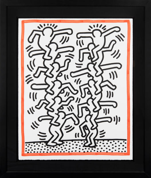 Keith Haring, Plate 3 Three Lithographs (People Ladder), 1985