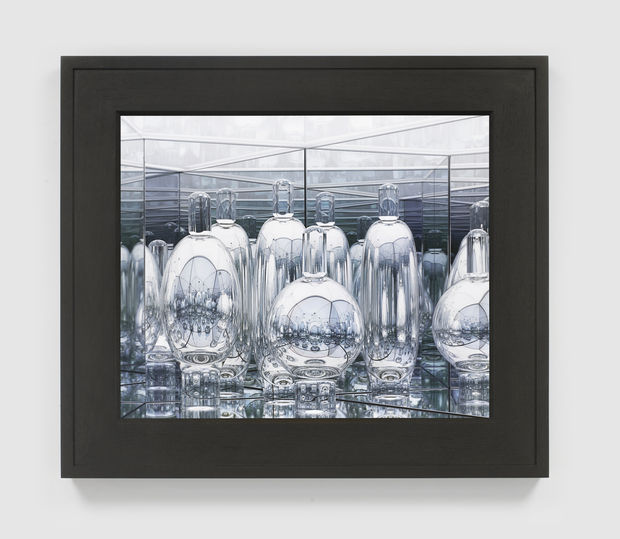 In the series entitled From the Library of&hellip;, six wall-bound, glazed wooden frames each provide a window into interior, mirrored...