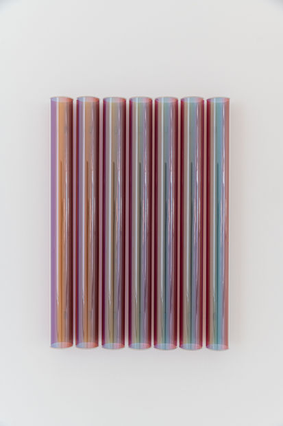 'The colour gradient on the film are achieved by exposing the photographic emulsion of the transparent film to red, green...