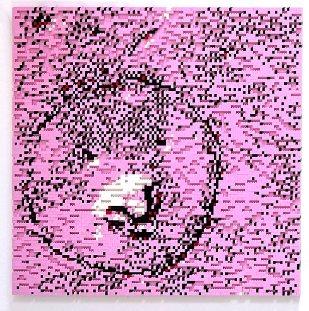 CLAIRE HEALY & SEAN CORDEIRO Pink Bear, 2024 recontextualised lego 96 x 96 cm