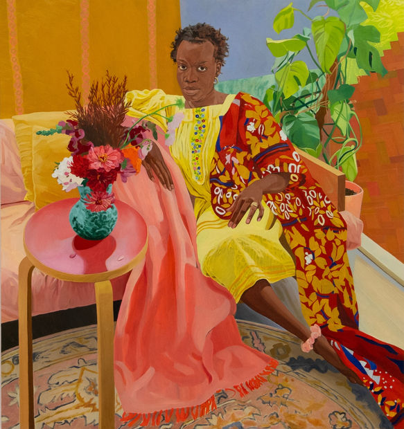 Natasha Walsh The Yellow Odalisque of Brunswick, 2024 oil on copper 53.4 x 50 cm Sitter: Atong Atem Reference: Henri...