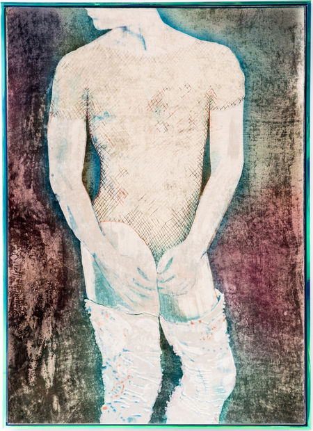 Travis Boyer Boots Continuum, 2025 Dye on silk velvet on panel in artist frame 152.5 x 108.5 cm (60 x...