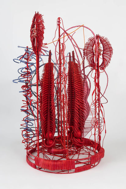 Calling out to the next generation, the show culminates with an assembly of ecstatic thread sculptures, combining the traditional armatures...