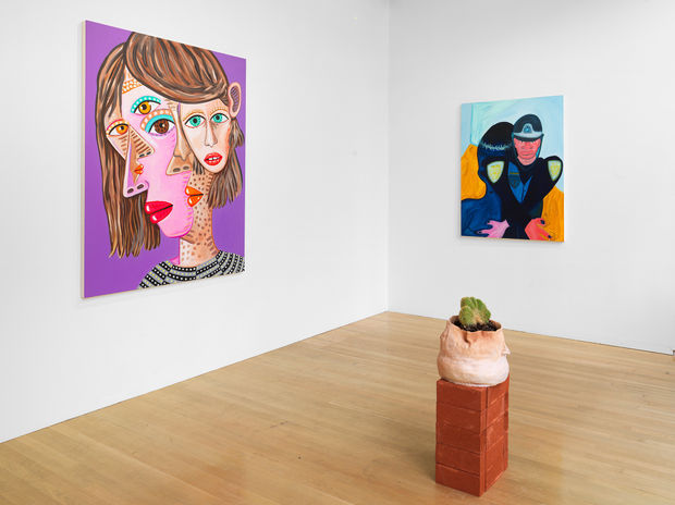 Installation view of Brian Calvin Marcus Jahmal, featuring all three artists.
