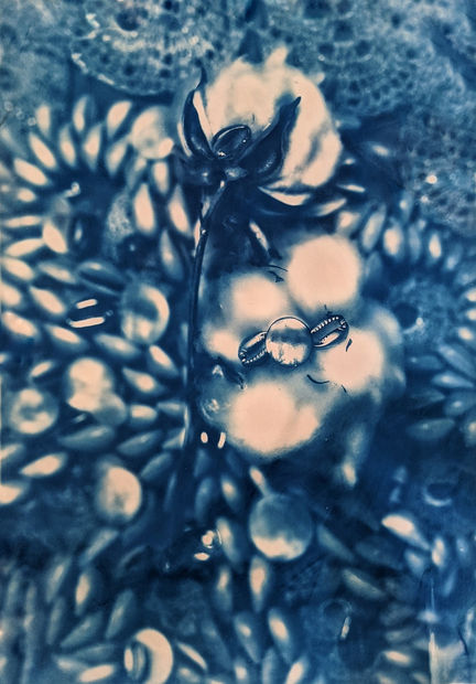 'The use of beading, embroidery, gold leafing, cyanotype and/or wax are all inspired by the materials used in creation and...