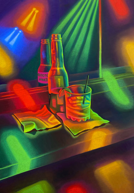 Still lifes are realised as illuminated cups that are left behind when the party is over. The aftermath of a...