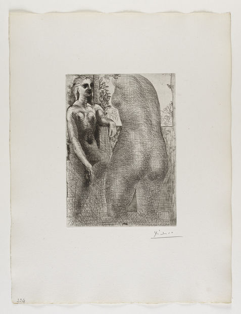 Pablo Picasso Marie-Th&eacute;r&egrave;se regardant son Corps sculpt&eacute; Etching, 1933 50.4 x 38.3 cm