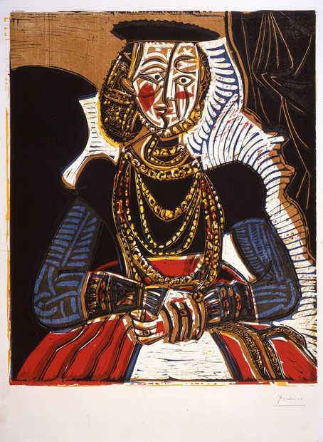 Pablo Picasso Portrait de jeune Fille, d'apr&egrave;s Cranach le Jeune. II Linocuts printed in colours, 1958 An exceptional group of...