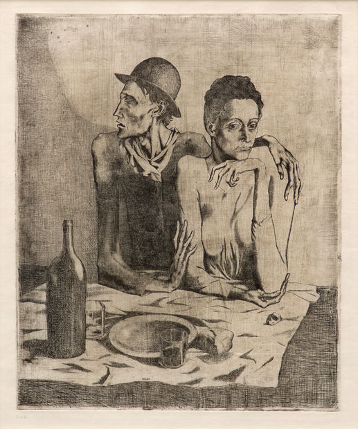 Pablo Picasso Le Repas Frugal Etching and scraper, 1904 Bloch 001; Baer 002 second state of two, II.b.1. (of II.c.)...