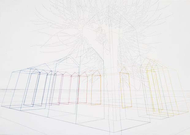 The artist gained international recognition for her large-format perspectival room drawings. In her transparent projections of lines created from memory...