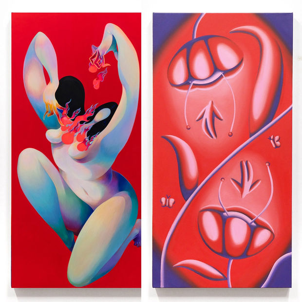 paintings by Hanna Lee Joshi and Jocelyn Tsiah