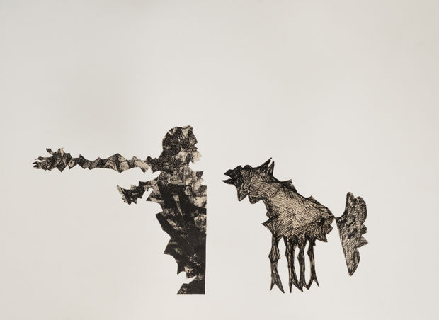 Untitled 118 ink and printing ink (cut-out) 1970 14.1 x 20.2 inches