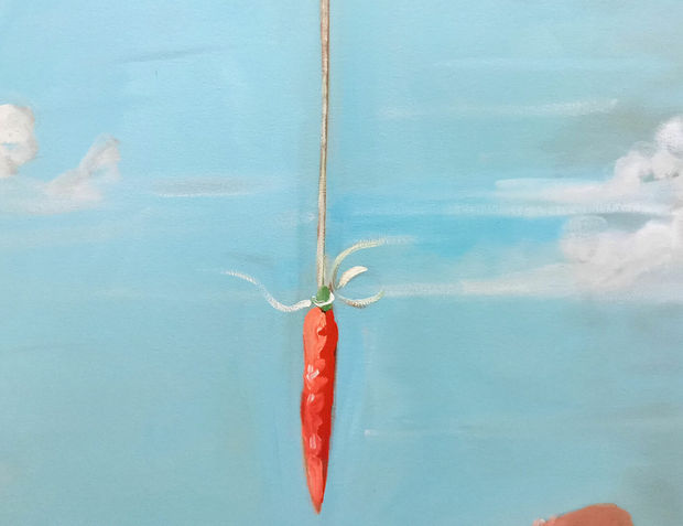 Cave painting, 2008 Oil on canvas 190,5 x 215,9 cm Blending the grotesque and the comical 'Cave Painting' by George...