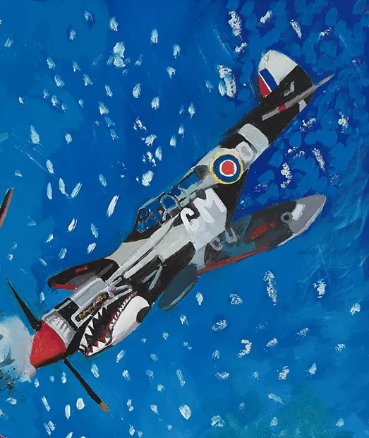 Ship masts, airplane insignia, ocean waves, and fluttering flags&mdash;Morley revels in the intricacy of his compositions, layering visual complexity upon...