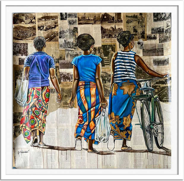 Q: Can you explain your use of collage, which is essentially the fusion of diverse elements. Is it simply for...