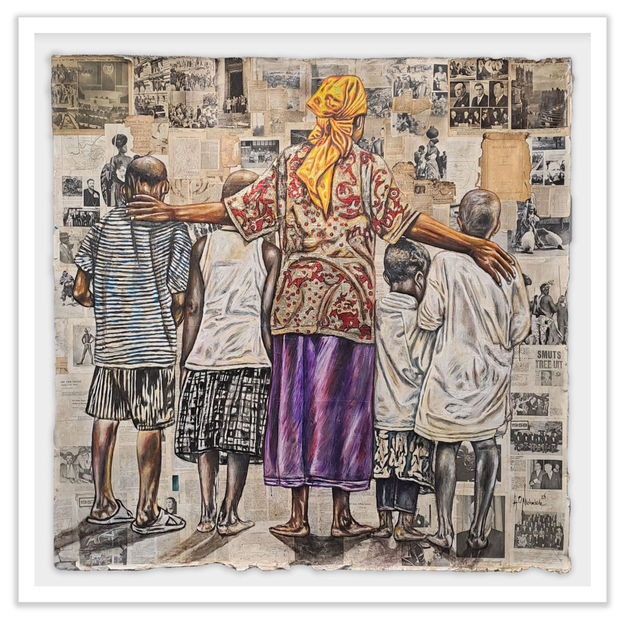 Q: You make use of historical artefacts in the background of your works, such as colonial maps, stamps, archival photographs,...