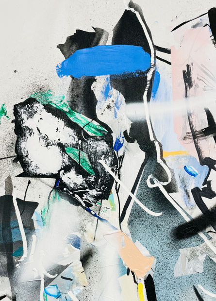 Acrylic paint and spray on canvas Detail