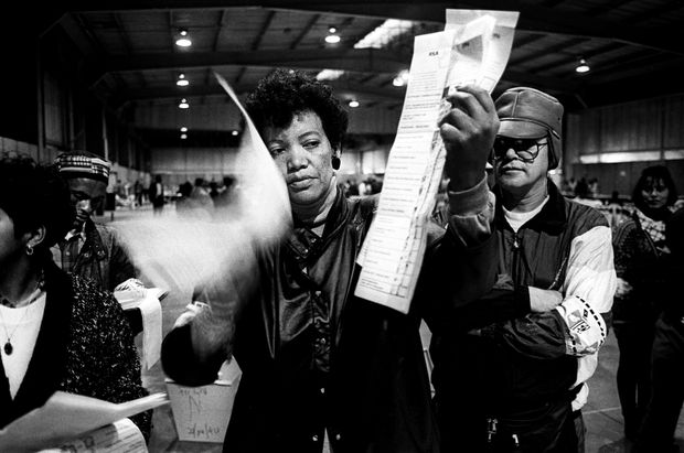 Suzman sits among colleagues in perhaps the most incongruous of all places for her, an apartheid-era military vehicle. A SADF...