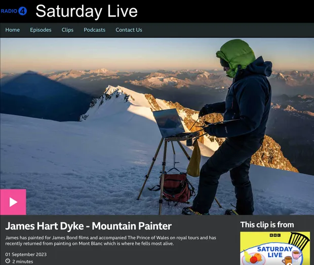 BBC RADIO 4 SATURDAY LIVE 8 September 2023 James talked briefly about his life as a landscape/mountain painter. Accompanied by...