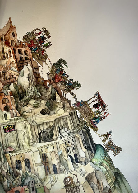 Guiada de investigaci&oacute;n de archivo y de la historia del arte, Buso utiliza ﬁguras y colores espec&iacute;ﬁcos dentro del lenguaje...