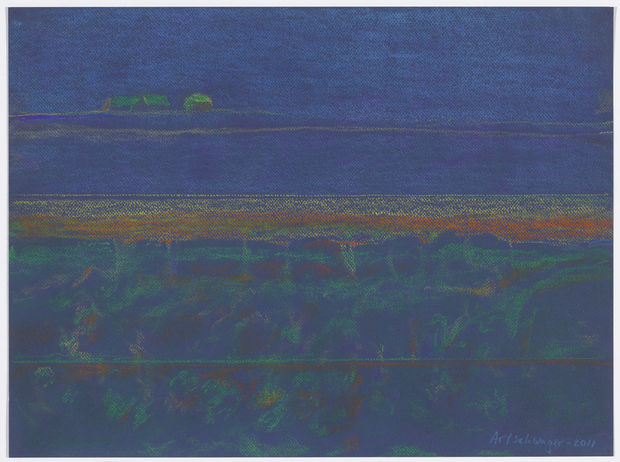 Towards the end of his career, Artschwager turned his focus to images of an open road leading out to a...