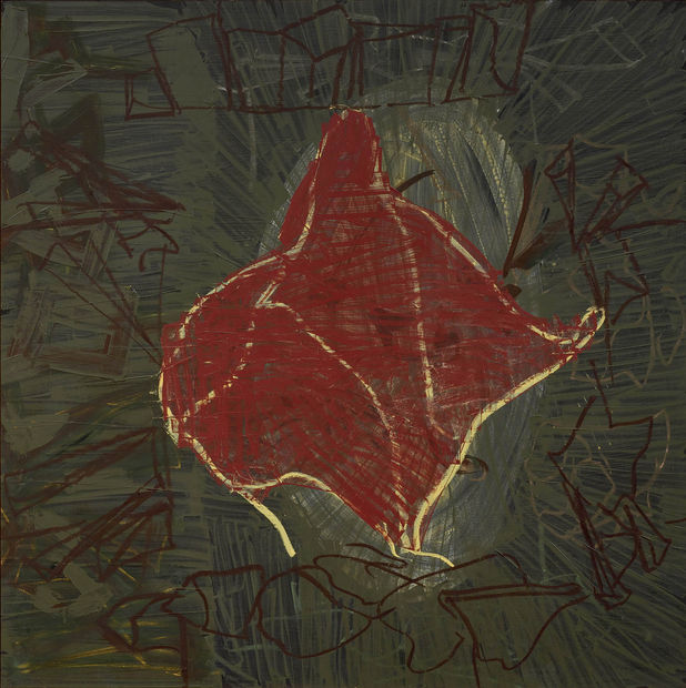 Using black lacquer on Masonite, Kirkeby's chalkboard series emphasized his interest in hand drawn sketches, as well as the preservation...