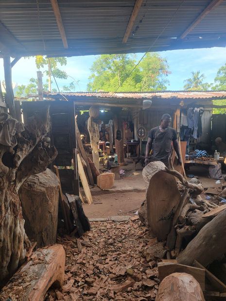 Wood is the artist's chosen material. She sources it in Togo. There, one encounters 'sacred woods - or groves-'. Among...