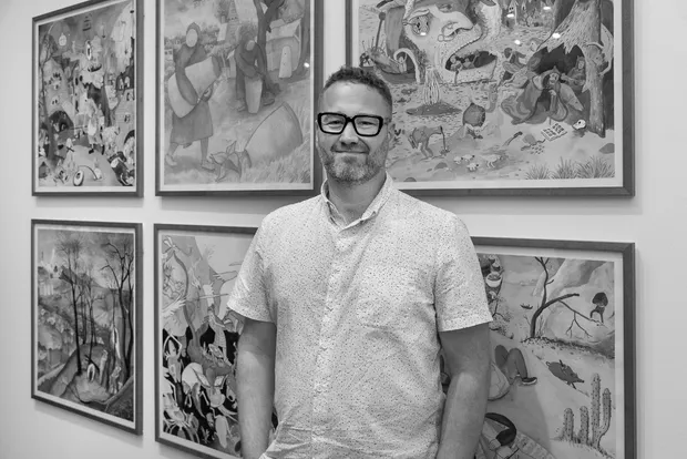 Trees are a common subject matter in this body of work, as are human figures. Other things that appear are...