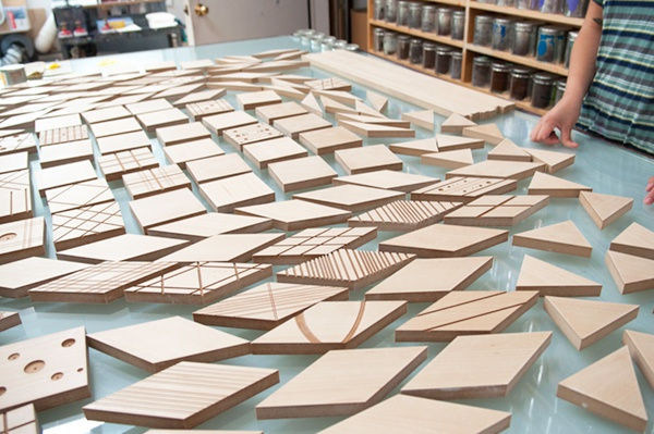 Un-inked woodblocks for Atomic Mystic Particle