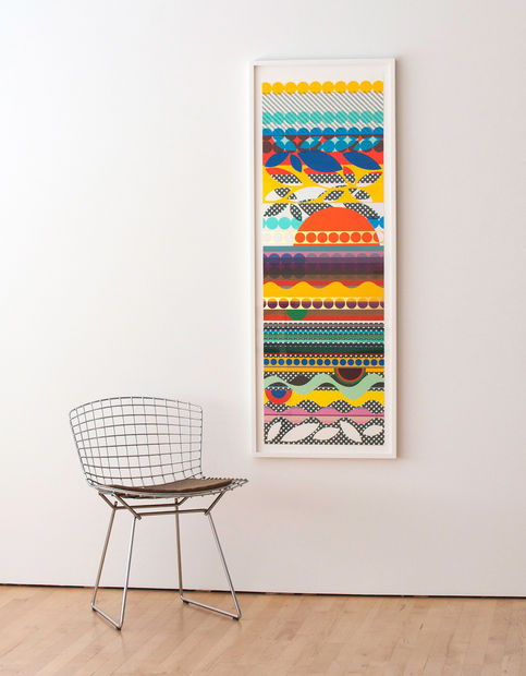 Installation of Beatriz Milhazes' woodblock and silkscreen print, Mother's Day