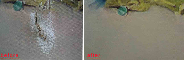 Restoration for a torn oil painting on canvas