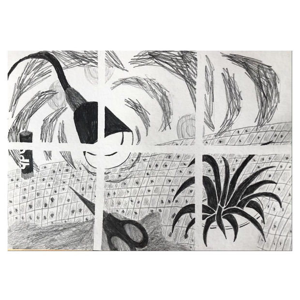 14 - 17 age group winner, Mae Wallace, aged 17, who also used Hockney as her artistic inspiration