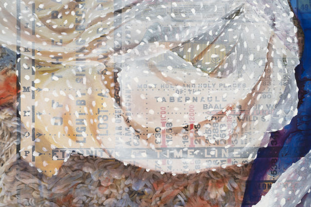 In this painting, Firelei B&aacute;ez foregrounds a female figure, whose pose is in part inspired by an archival image of...