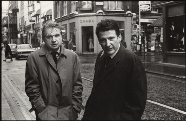 Harry Diamond, Francis Bacon and Lucian Freud outside the "French" Pub, London, 1973 (Vintage Print)