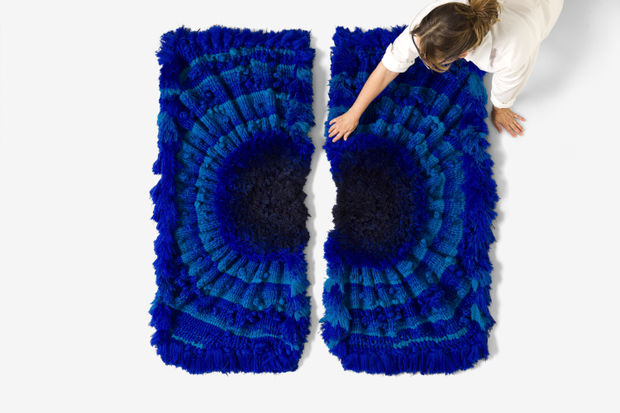 'The weavings are formed through repetition and restraint, placing blue against itself so that depth, stillness, and perception can unfold...