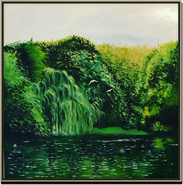 acrylic on canvas paintings of birkenhead park, wirral by shabs beigh