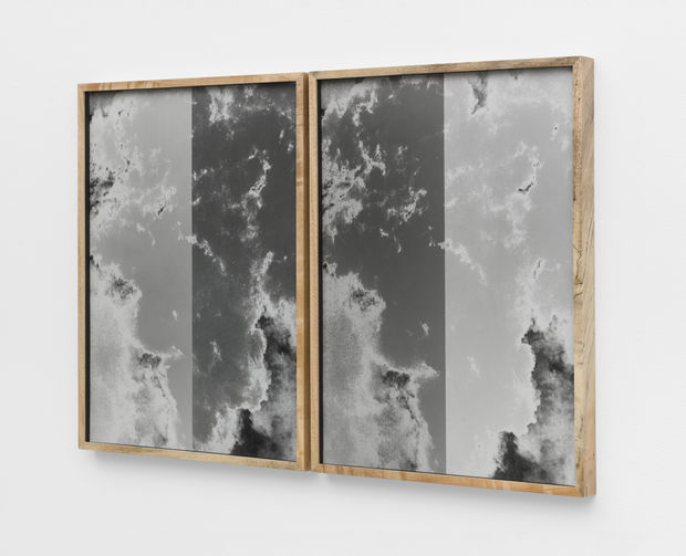 side view of Lisa Oppenheim photo diptych