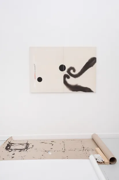 painting hanging in studio