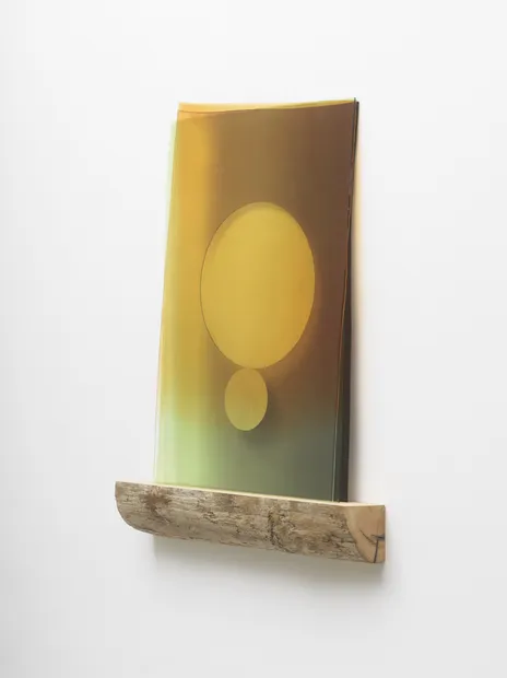 Shimmering free-diving deep thought consists of colorful panes of hand-blown glass from which circular cutouts have been removed. The various...