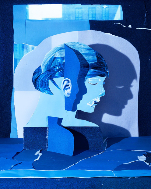 Daniel Gordon, Crescent Eyed Portrait (in Blue), 2013