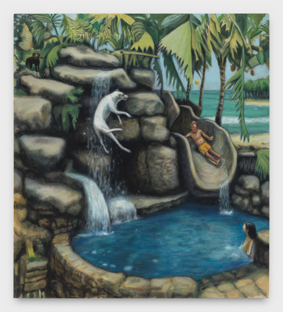 Rob Thom, Pool with Slide and Dog, 2020