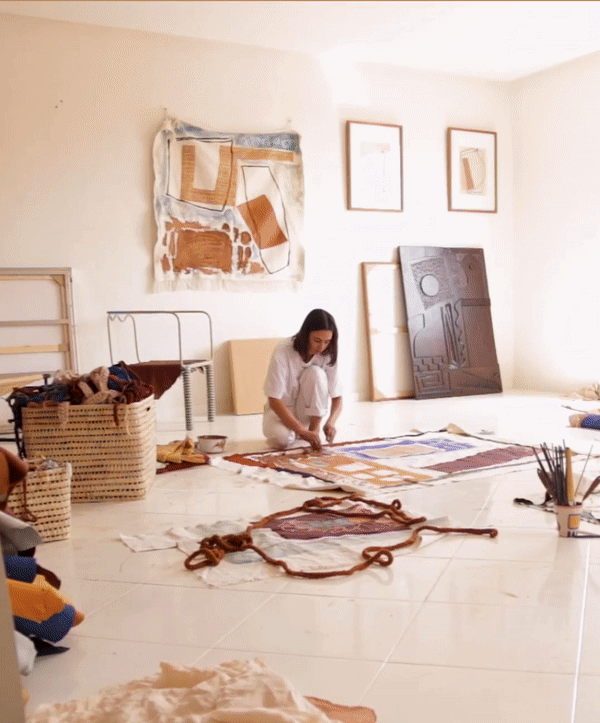 'The purpose is to really put my daily life, the chaos of life here in Marrakesh, on paper and textile......