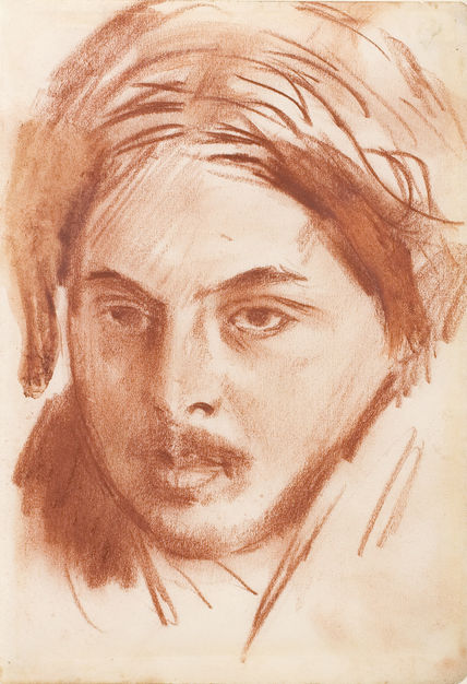 Augustus John, Portrait of Percy Wyndham Lewis, c. 1905, red chalk on paper, 18.5 x 12.5 cm