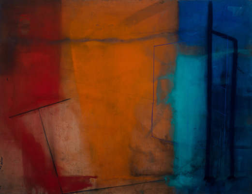 karin lambrecht, fragmentos azul paris e vermelho cadmium, 2012/2013