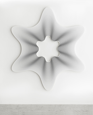 philippe decrauzat, Delay Exa (White to Black), 2019